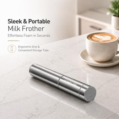 Milk Frother Handheld, Battery Operated Travel Coffee Frother Milk Foamer Drink Mixer with 2 Stainless Steel Whisks for Hot Chocolate, Batteries Included, Silver