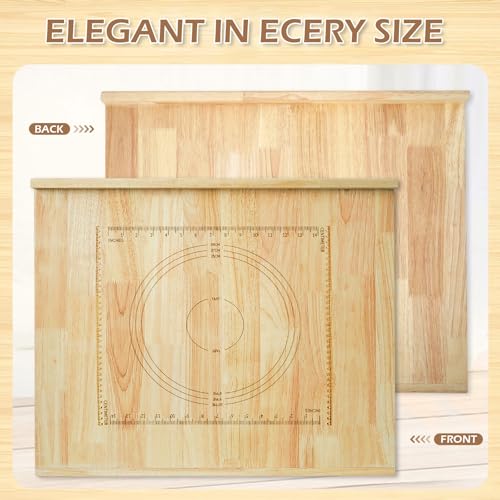 CMINAUS Reversible Wooden Pastry Board, 24" x 20" Wooden Cutting Board with Lip, Pastry Board Cutting Board Chopping Board Pie Board with Engraved Ruler for Counter Top Kitchen