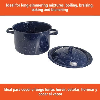 6.0qt Enamel Stock Pot, Blue - Non-Stick Enamel Interior, Even Heat Distribution, Stylish & Easy to Clean for Home Kitchen Stewing, Boiling & Serving