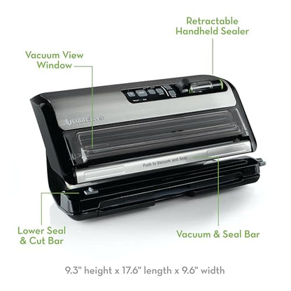 FoodSaver Vacuum Sealer Machine and Express Vacuum Seal Bag Maker with Sealer Bags and Roll and Hendheld Vacuum Sealer for Airtight Food Storage and Sous Vide, Black