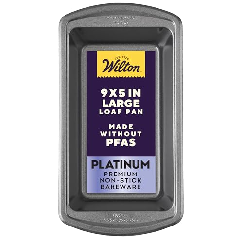 Wilton Platinum Non-Stick 9 x 5 in Loaf Pan, Cold-Rolled Steel Bakeware, Made without PFAS, Packaging May Vary