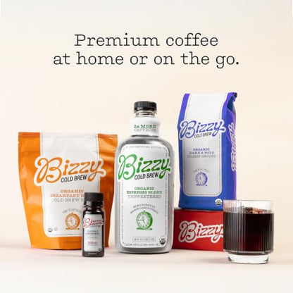 Bizzy Organic Cold Brew Coffee | Smooth & Sweet Blend | Coarse Ground Coffee | Micro Sifted | Specialty Grade | 100% Arabica | 1 LB