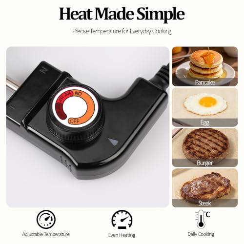 I-Keukenn 20" Pink Electric Griddle & Skillet with Ceramic Non-Stick Surface, 1400W Family-Sized Extra Large Baking Pan, Adjustable Temperature & Slide-Out Drip Tray