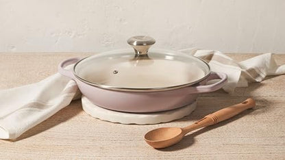 Le Creuset Enameled Cast Iron Signature Round Braiser with Glass Lid, 2.25 qt., Peche with Light Gold Knob