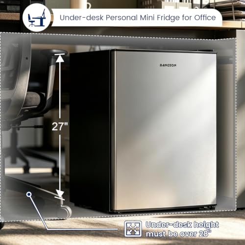 BANGSON Mini Refrigerator for Dorm Bedroom, Compact Fridge, Energy-efficient, Low Noise