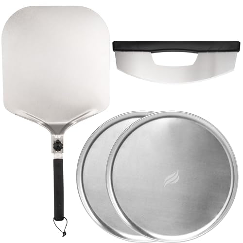 BLACKSTONE Pizza Basics Tool Kit with Pizza Peel, Cutter and Pans and Heat Resistant Handles