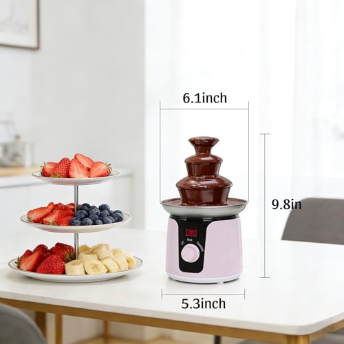 3 Tiers Chocolate Fountain for Party, 13 Ounce Mini Chocolate Fountain Melt Machine, Fondue Fountain For Cookies, Fruits, Marshmallow
