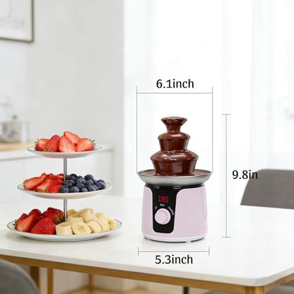 3 Tiers Chocolate Fountain for Party, 13 Ounce Mini Chocolate Fountain Melt Machine, Fondue Fountain For Cookies, Fruits, Marshmallow