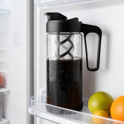 wedrink 44oz Cold Brew Coffee Maker, 1.3L Borosilicate Glass Cold Brew Pitcher with Comfortable Handle, Removable Filter & Anti-Slip Silicone Bottom