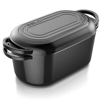 Enameled Dutch Oven - 3.5 Qt Cast Iron Pot with Lid - Bread Pan for Sourdough Bread Baking, Slow Cooker, Dual Handles, Great for Roasting & Cooking, Premium Bakeware
