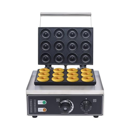 12 Compartments Electric Donut Maker Machine, Commercial Mini Donut Machine, 1550W Electric Nonstick Doughnut Making Machine Donut Machine for Doughnut Breakfast Home Desserts