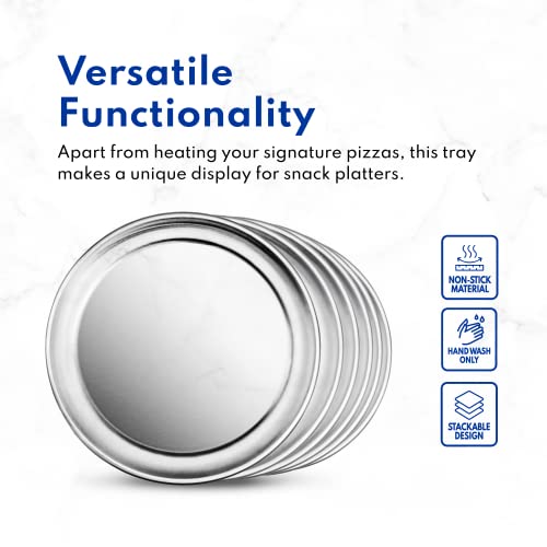 New Star Foodservice Restaurant-Grade Aluminum Pizza Pan, Baking Tray, Coupe Style, 16 Inch