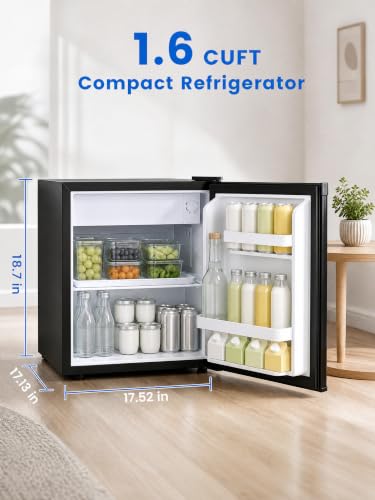 Icyglee 1.7 Cu.Ft Mini Fridge with Freezer, Compact Refrigerator, Silver