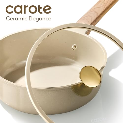 CAROTE 22Pcs Pots and Pans Set Non stick, Ceramic Cookware Set, Non-toxic Kitchen Cooking Set, PFAS and PFOA Free