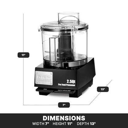 Waring Commercial Food Processor, 2.5 Quart Capacity with Flat Lid, 3/4 Horsepower Motor, Vegetable Chopper for Professional Kitchens, WFP11SW