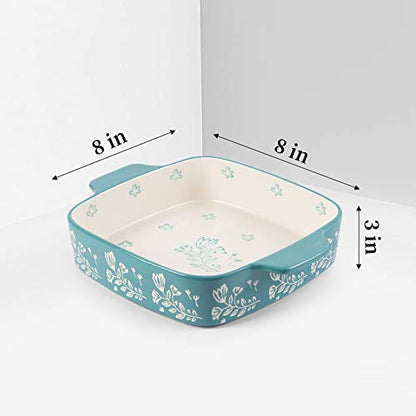 Wisenvoy Baking Dish Ceramic Brownie Pan 9x9 Baking Pan Casserole Dish Lasagna Pan Square Rose Dish Pan Bakeware Sets
