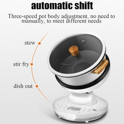 Auto Cooking Wok Fried Rice Machine, 8L 2000W Automatic Cooking Machine,3-Speed Pot Body Adjustment, Automatic Thermal Cleaning, Perfect for Christmas & New Year Parties