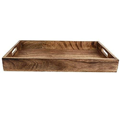 GoCraft Handmade Classic Wooden Tray – Medium 15" Serving Tray for Kitchen, Dining, and Home Use – Elegant Wood Serveware for Food, Drinks, Snacks, Coffee, Tea, Breakfast, Parties & Everyday Use