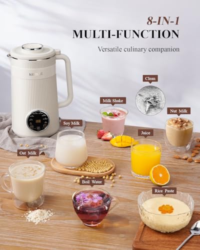 KIDISLE 8 in 1 Nut Milk Maker Blender, 32oz Homemade Soy, Almond, Oat, Coconut, Plant Based and Non Dairy Beverages, Automatic Soybean Machine With Delay Start/Keep Warm/Boil Water, Cream