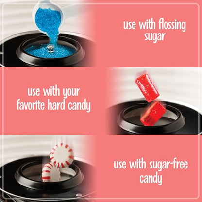 Nostalgia Cotton Candy Machine - Retro Cotton Candy Machine for Kids with 2 Reusable Cones, 1 Sugar Scoop, and 1 Extractor Head – Red
