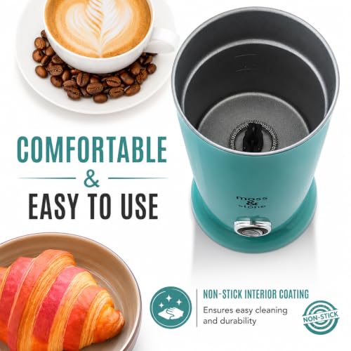 Moss & Stone Electric Milk Frother & Milk Warmer for Latte & Cappuccino