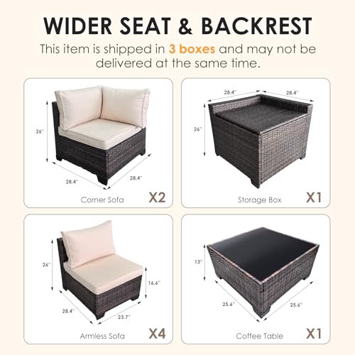 Xiacare 8 Pieces Patio Furniture Set with Storage, Outdoor Sectional Sofas