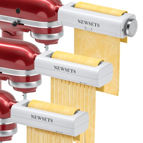 3-Piece Pasta Maker Attachments for KitchenAid Stand Mixers, Pasta Roller, Fettuccine Cutter & Spaghetti Cutter Set,Homemade Fresh Noodle Maker Accessories with Cleaning Brush