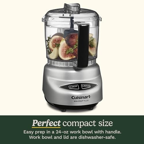 Cuisinart Mini-Prep Plus Food Processor, 3 Cup Mini Food Processor to Chop Herbs, Vegetables, and Hard Cheese, 3 Cup Work Bowl, Reversible Stainless Steel Blade, DLC-2A, White