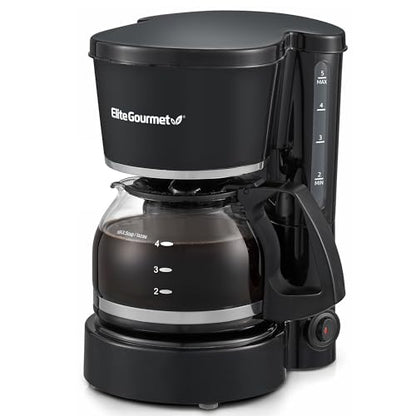 Elite Gourmet EHC-5055# Automatic Brew & Drip Coffee Maker with Pause N Serve Reusable Filter, On/Off Switch, Water Level Indicator, Black