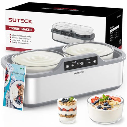 Suteck Probiotic Yogurt Maker, Two 1-Quart Containers for Larger Batches