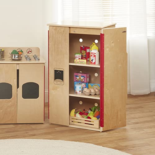 ECR4Kids Play Kitchen Refrigerator, Wooden Playset, Natural