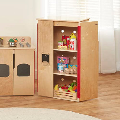 ECR4Kids Play Kitchen Refrigerator, Wooden Playset, Natural