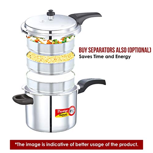 PRESTIGE PRDA3 Prestige 3L Alpha Deluxe Induction Base Stainless Steel Pressure Cooker, 3.0-Liter