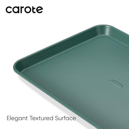CAROTE 3-Piece Baking Pan Set - Bakeware Set, Baking Sheet Set Including 13 Inch 15 Inch 17 Inch Sheet Pan, Cookie Sheet for Baking, Deep Olive Green