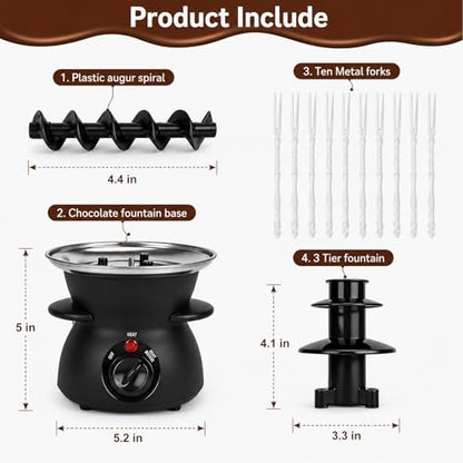 3-Tier Chocolate Fondue Fountain, Electric Chocolate Fountain Machine
