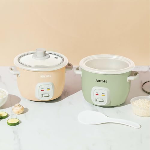 AROMA® Mini Rice Cooker, 2-Cup (Uncooked) / 4-Cup (Cooked), Grain Cooker, Soup Maker, Oatmeal Cooker, Auto Keep Warm, 1 Qt, Light Green