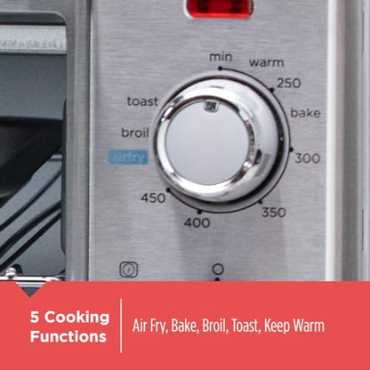 BLACK+DECKER Crisp 'N Bake Air Fryer Countertop Convection Toaster Oven, Large Capacity, 6-Slice, 5-in-1, Fits 12” Pizza, 60-Min Timer, Bake, Broil, Air Fry, Toast, Keep Warm, Stainless Steel