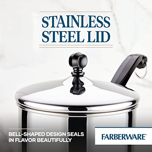 Farberware Classic Series Stainless Steel Sauce Pan with Lid, 3-Quart, Stainless Steel Pans, Induction Cookware