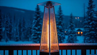 BTExpert 48000 BTU Pyramid Patio Heater for Outdoor Double Layer Stainless Steel Burner Triple Protection System Quartz Glass Tube Propane Heater for Home & Commerical Black