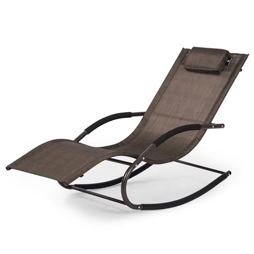 mansion home Outdoor Lounge Chair with Pillow, Patio Chaise Lounge, Brown
