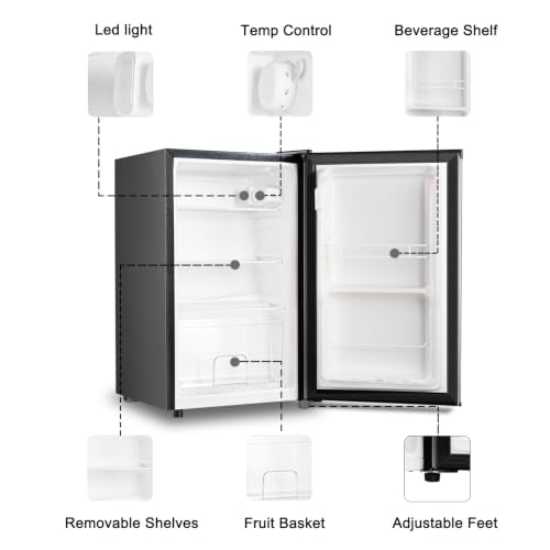 HAILANG 2.3 CU.FT Mini Fridge, Single Door Compact Refrigerator, Black