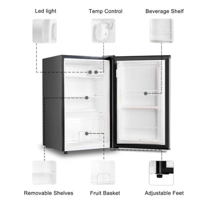 HAILANG 2.3 CU.FT Mini Fridge, Single Door Compact Refrigerator, Black
