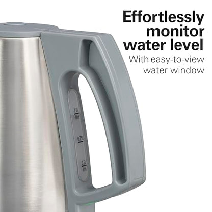 Hamilton Beach 1 Liter Electric Kettle, Water Boiler & Heater, Fast 1500 Watts, BPA Free Interior, Cordless Serving, Auto-Shutoff and Boil-Dry Protection, Cord Wrap, Stainless Steel (41065)
