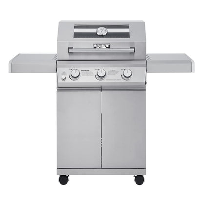 Monument Grills Larger 3-Burner Propane Gas Grills barbeque Stainless Steel Heavy-Duty Cabinet Style with Knob Controls, Outdoor Use, Mesa 300