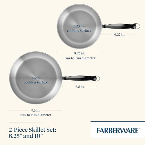 Farberware Classic Series Stainless Steel Frying Pan Set, 8.25-Inch and 10-Inch Skillets