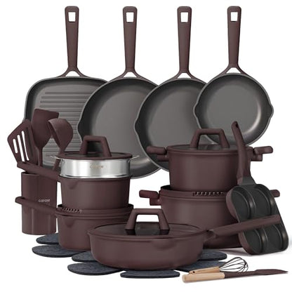 CAROTE 31PCS Pots and Pans Set, Nonstick Cookware Set Kitchen Non Stick Induction Titanium Cookware Non-toxic Granite Cooking set, PFOA Free