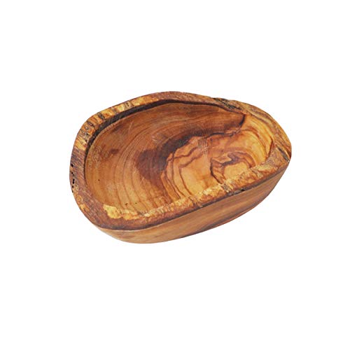 Naturally Med Olive Wood Dipping Bowl - Rustic. Olive wood bowl for dipping oils, condiments, olive bowl, snack bowl, tapas dish. Handcrafted in Tunisia.