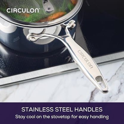 Circulon C1 Series Stainless Steel Nonstick Cookware Set - 11-Piece – Induction Pots & Pans Set with ScratchDefense, Metal Utensil Safe
