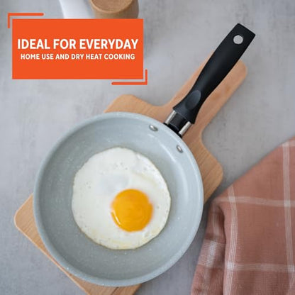 IMUSA 6.3” Gray Speckled Ceramic Mini Fry Pan with Glass Lid – PFAS Free Nonstick Small Skillet for Eggs, Mini Omelets, Crepes & Single Servings, Matte Black Exterior