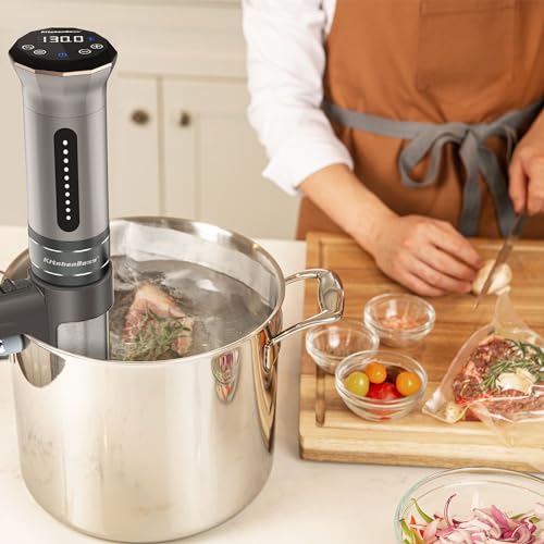 KitchenBoss Sous Vide Cooker Machine: Ultra-quiet 1100 Watts Sous Vide Precision Cooker IPX7 Waterproof Stainless Steel, Suvee Cooker Immersion Circulator Accurate Temp Digital LED Touch Screen G300S